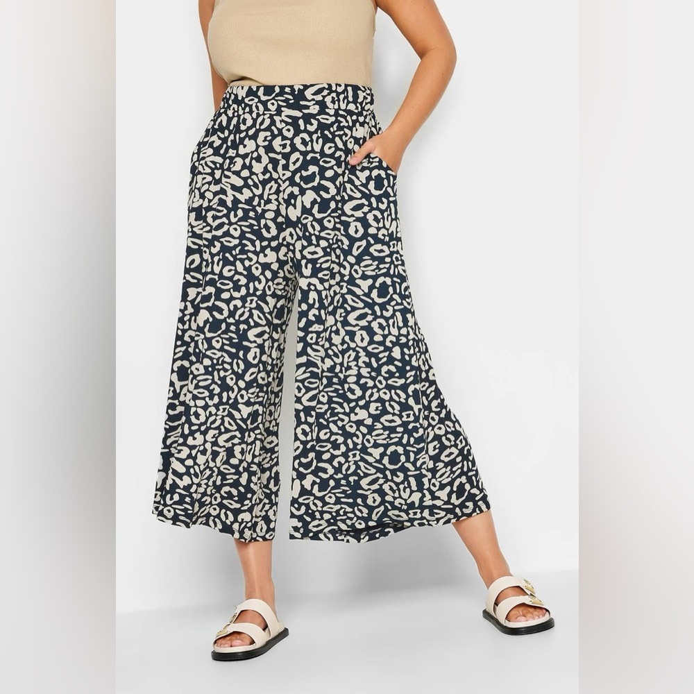 SHEIN Blue and Cream Wide Leg Pants
